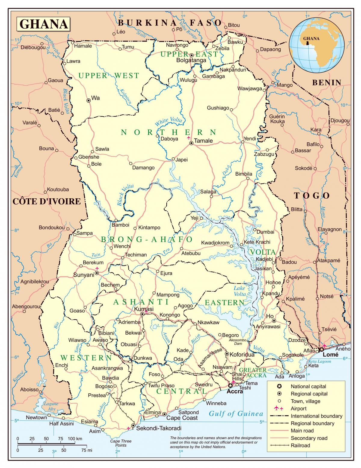Mapa podrobné ghana