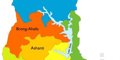 Mapa ghana ukazuje regiónov